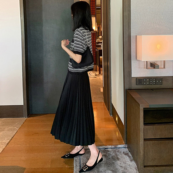 Дълга плисирана пола за бременни