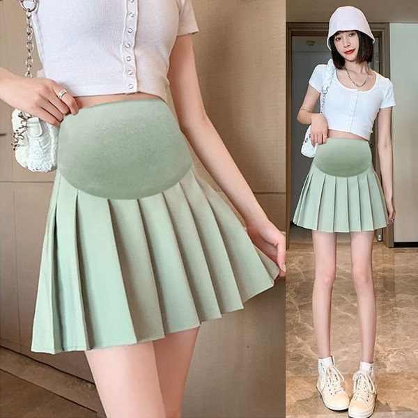 Trudnička kratka plisirana suknja sa širokim elastičnim strukom