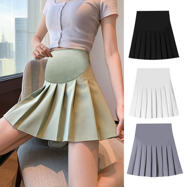 Trudnička kratka plisirana suknja sa širokim elastičnim strukom