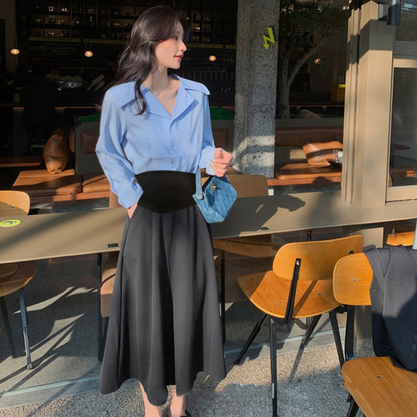 Лятна пола с висока талия за бременни