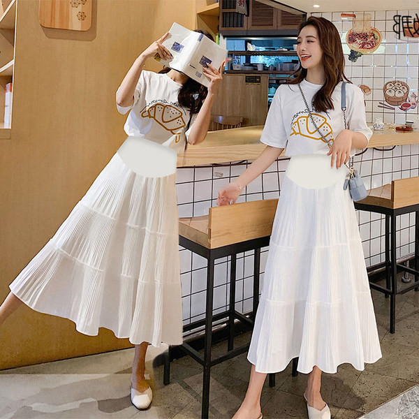 Ежедневна пола с висока талия за бременни -разкроен модел 