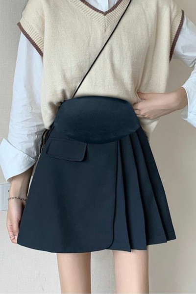 Стилна къса пола за бременни с висока талия 