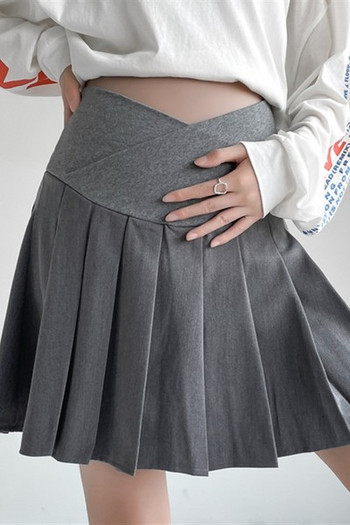 Μίνι φούστα εγκυμοσύνης πλισέ με φαρδύ λάστιχο