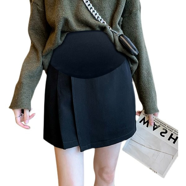 Къса асиметрична пола с широк ластик за бременни