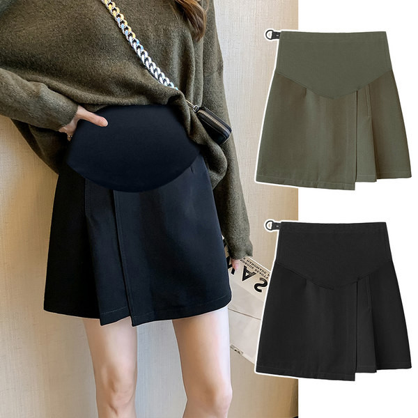 Къса асиметрична пола с широк ластик за бременни