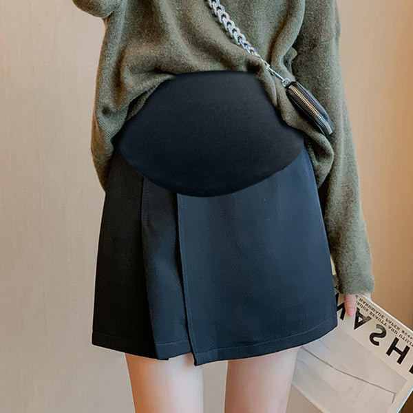 Къса асиметрична пола с широк ластик за бременни