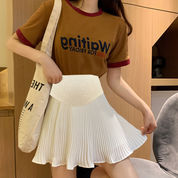 Нов модел плисирана пола с висока талия -черен и бял цвят