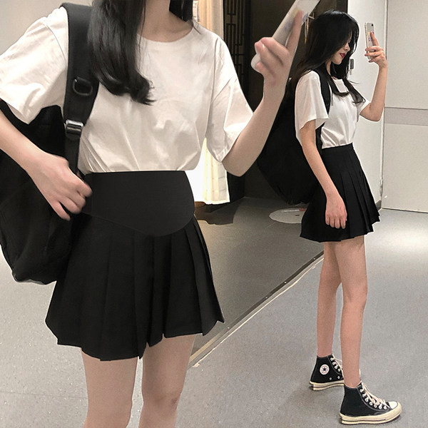 Дамска къса пола с висока талия подходяща за бременни