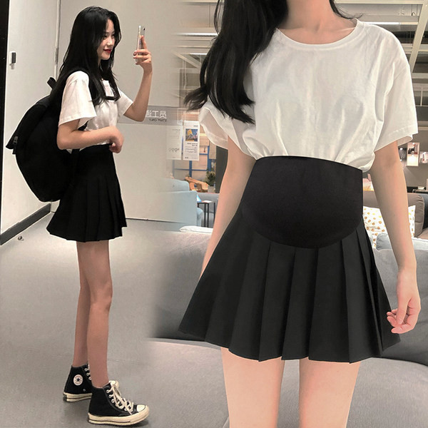 Дамска къса пола с висока талия подходяща за бременни