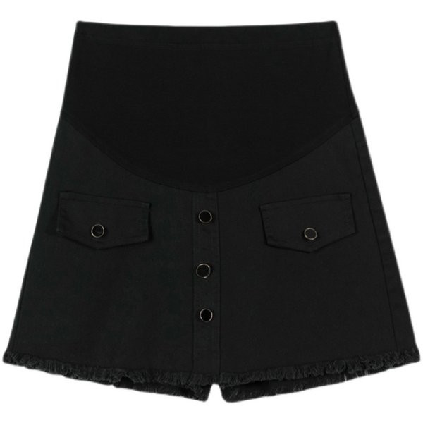 Modna trudnička traper suknja visokog struka na kopčanje