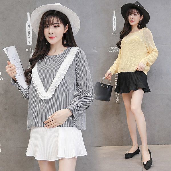 Едноцветна дамска плисирана пола за бременни