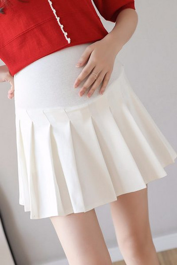 Плисирана къса пола с широк ластик за  бременни