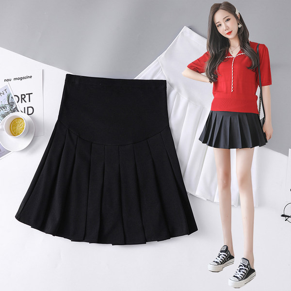 Плисирана къса пола с широк ластик за  бременни