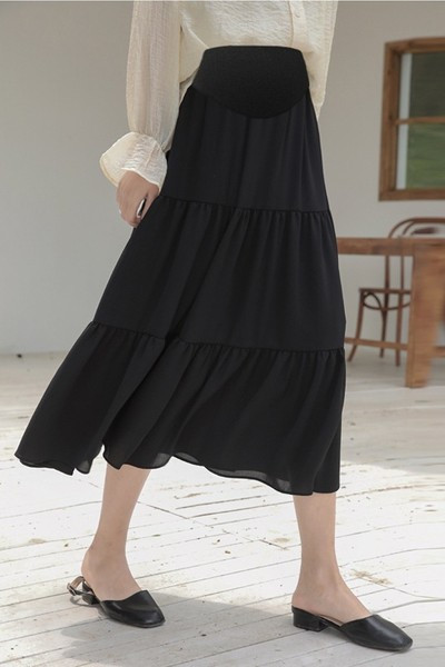 Лятна дълга разкроена пола за бременни 