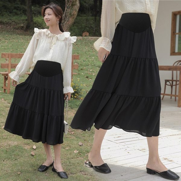 Лятна дълга разкроена пола за бременни 