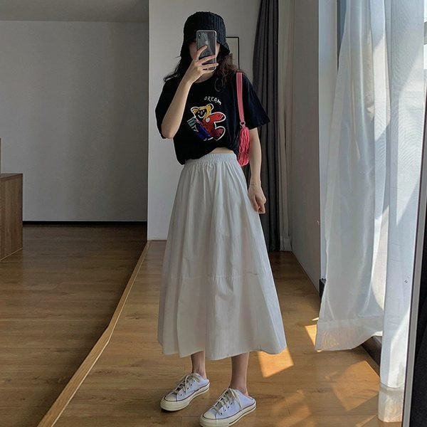 Свободна пола с висока талия подходяща за бременни жени