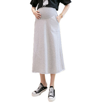 Дамска едноцветна пола с джобове -за бременни