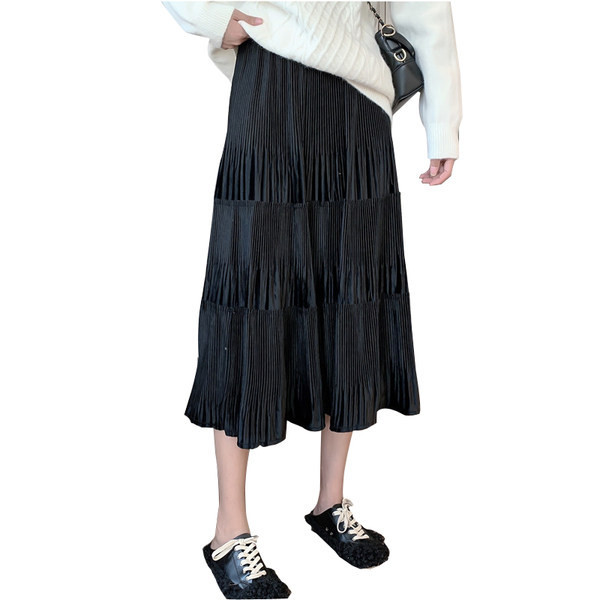 Дълга плисирана пола за бременни няколко цвята 