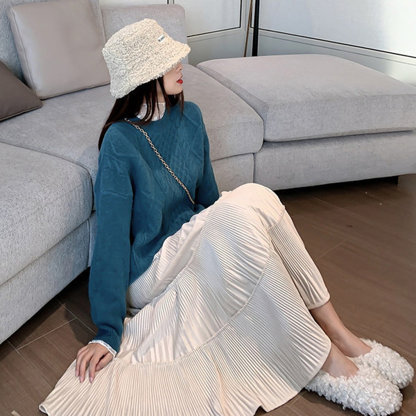 Дълга плисирана пола за бременни няколко цвята 