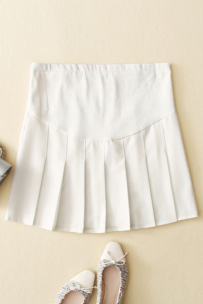 Къса плисирана пола за бременни с широк ластик