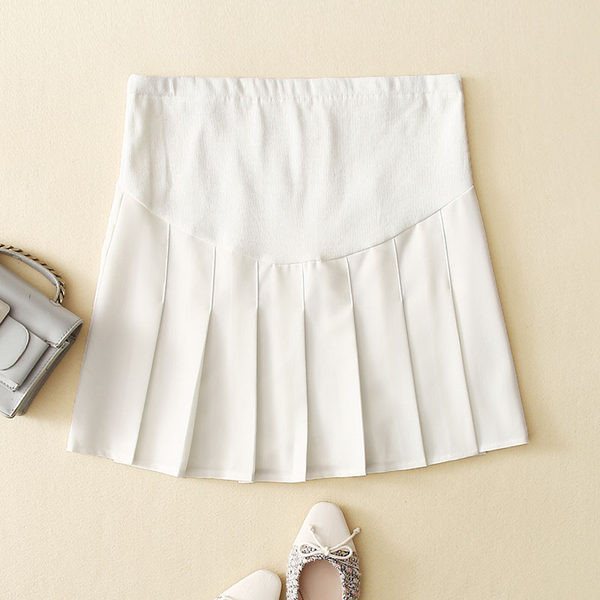 Къса плисирана пола за бременни с широк ластик
