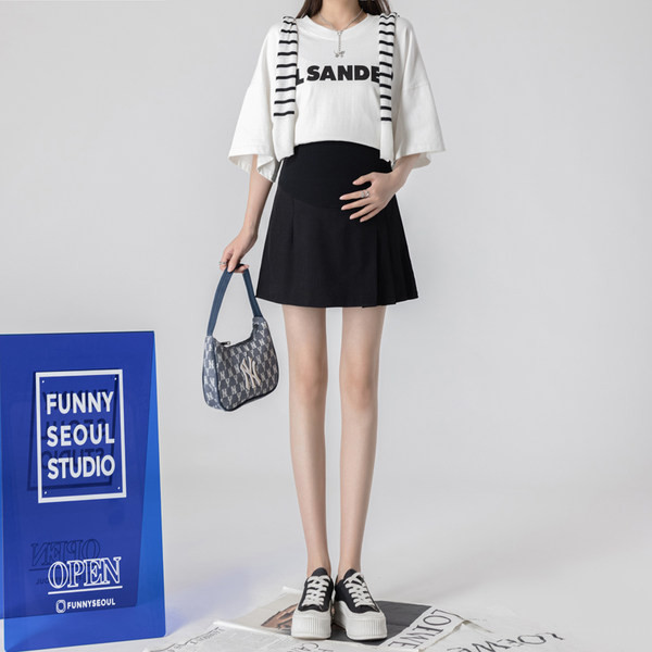 Kratka plisirana suknja sa širokom gumicom za trudnice