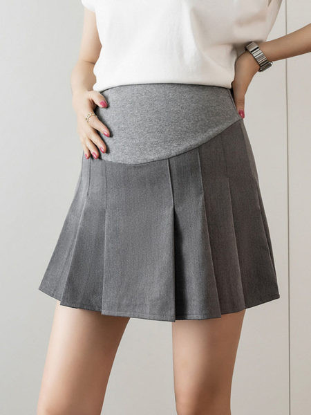 Къса плисирана пола за бременни с широк  ластик