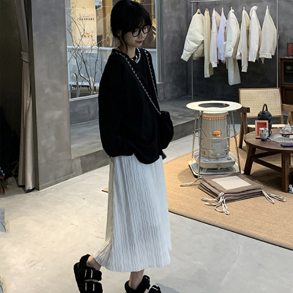 Дамска пола с висока талия широк модел за бременни жени