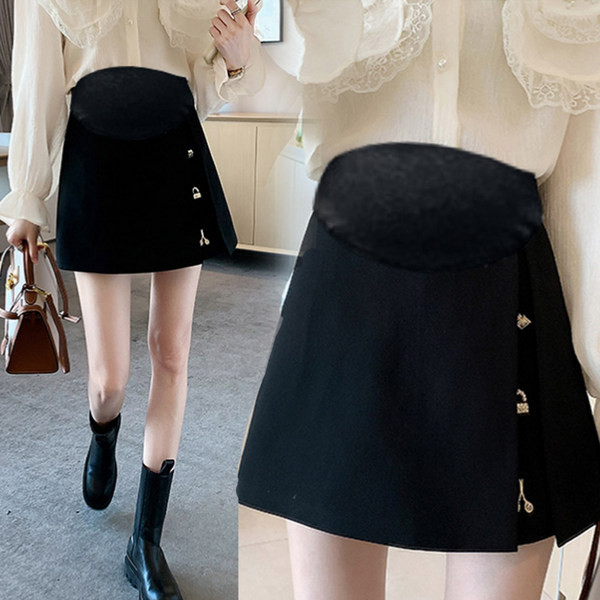 Къса елегантна пола с метални елементи за бременни