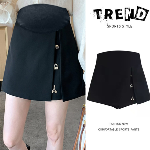 Къса елегантна пола с метални елементи за бременни