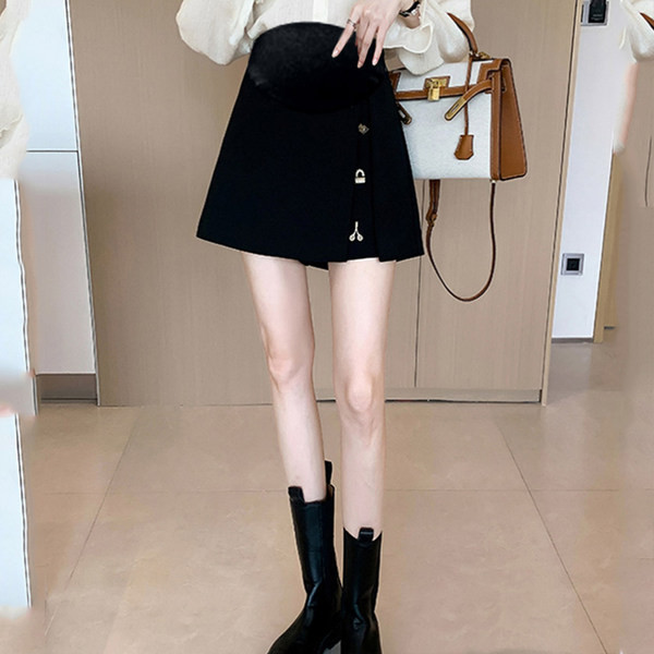 Къса елегантна пола с метални елементи за бременни