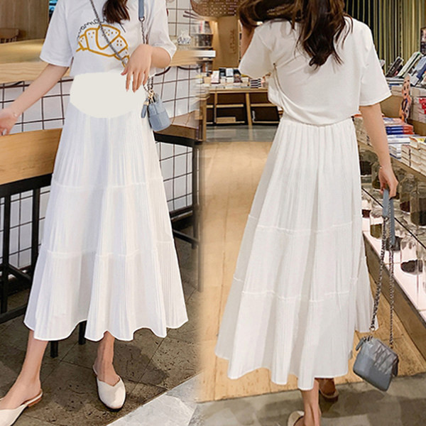 Лятна разкроена пола в два цвята за бременни