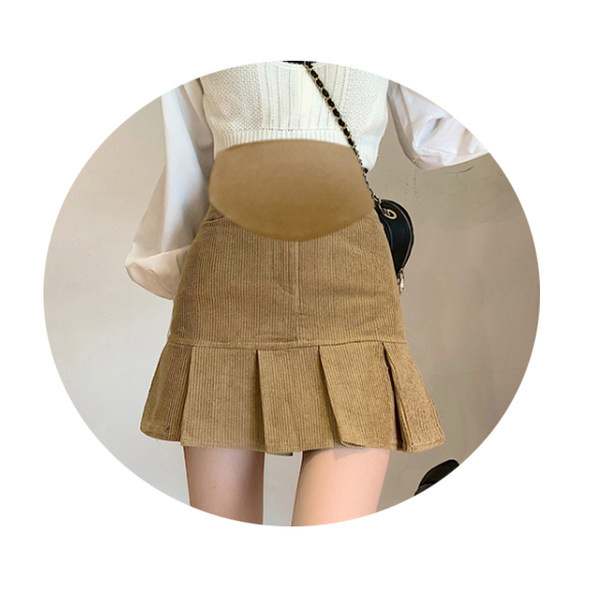 Дамска кадифена пола разкроена с висока талия подходяща за бременни жени