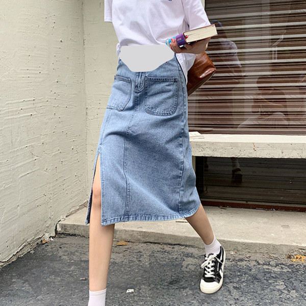 Прав модел пола с висока талия от деним с цепка за бременни