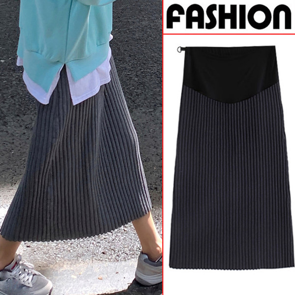 Пролетно-есенна плисирана пола за бременни