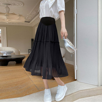 Модерна пола за бременни в бял и черен цвят