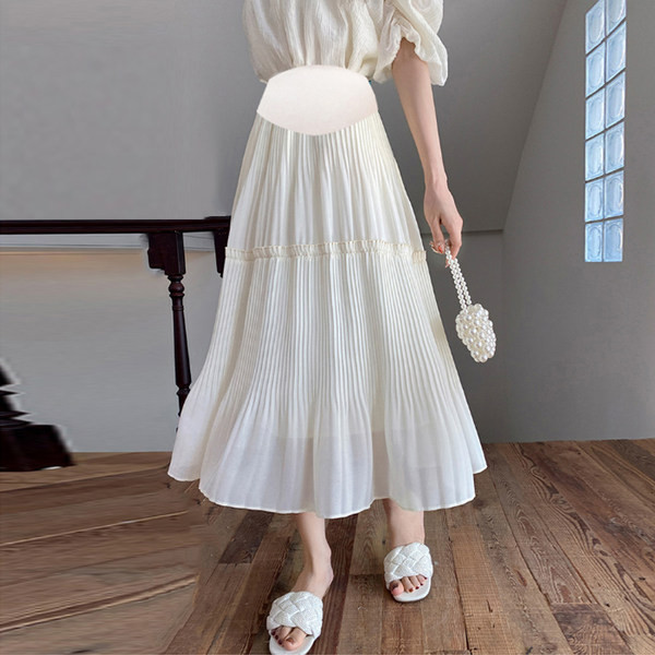 Модерна пола за бременни в бял и черен цвят