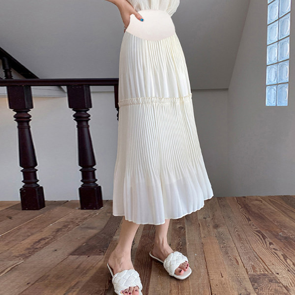 Модерна пола за бременни в бял и черен цвят