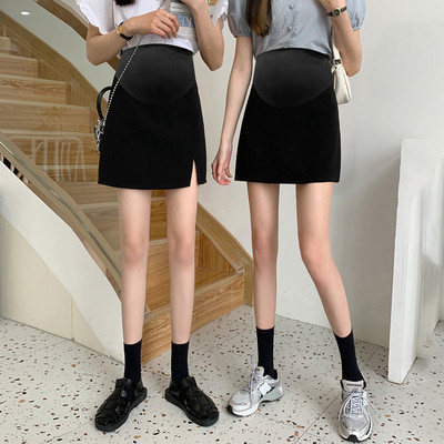 Лятна пола за бременни с висока талия-черен цвят