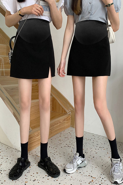 Лятна пола за бременни с висока талия-черен цвят