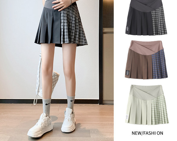 Μοντέρνα ψηλόμεση πλισέ φούστα εγκυμοσύνης