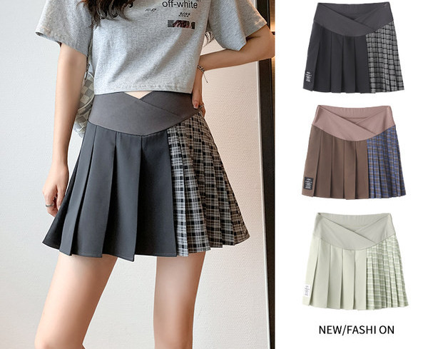 Μοντέρνα ψηλόμεση πλισέ φούστα εγκυμοσύνης