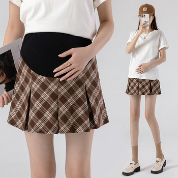 Дамска къса карирана пола за бременни