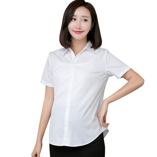 Изчистен модел риза за бременни - с къс или дълъг ръкав