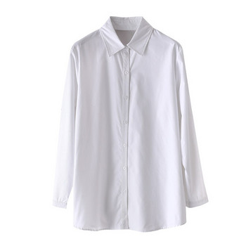 Casual γυναικείο πουκάμισο με κλασικό γιακά σε λευκό χρώμα