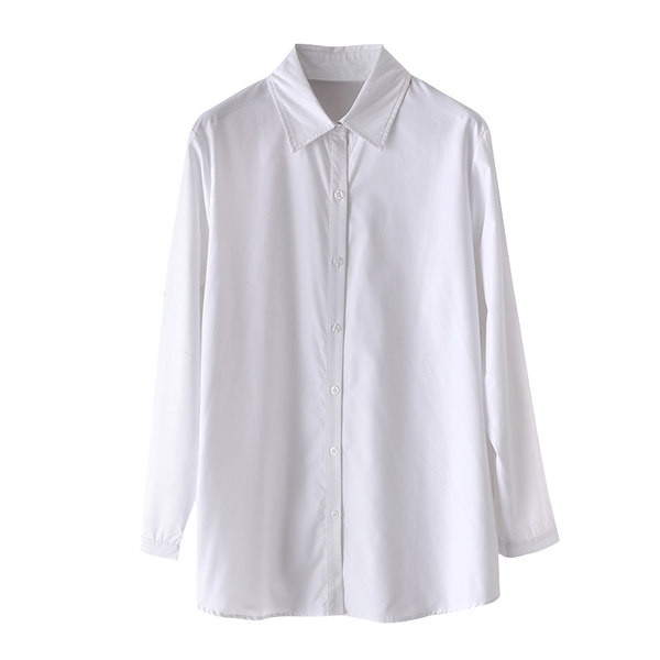 Casual γυναικείο πουκάμισο με κλασικό γιακά σε λευκό χρώμα