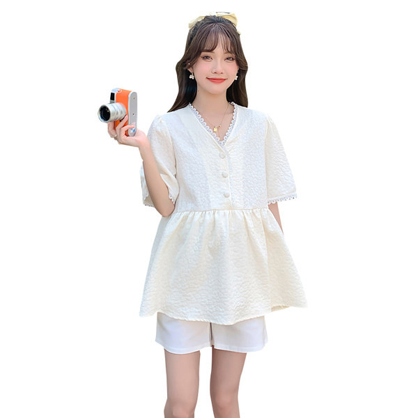 Разкроена дантелена риза за бременни