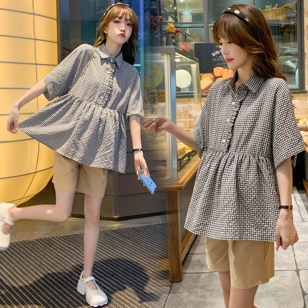 Γυναικείο καρό πουκάμισο εγκυμοσύνης Classic γιακά