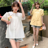 Широка риза с класическа яка за бременни