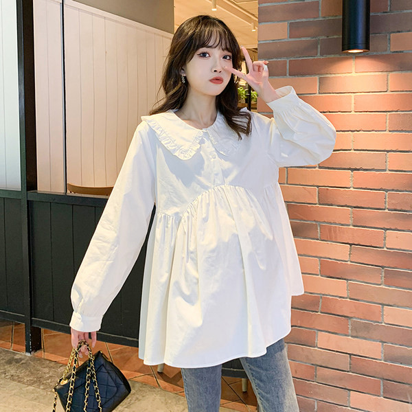 Разкроена риза с дълъг ръкав за бременни